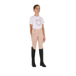 Leggings da bambina aderenti con grip e logo Equestro Cammeo rosa Leggings da bambina aderenti con grip e logo Equestro Cammeo rosa