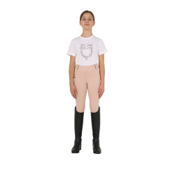 Leggings da bambina aderenti con grip e logo Equestro Cammeo rosa Leggings da bambina aderenti con grip e logo Equestro Cammeo rosa