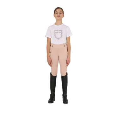 Leggings da bambina aderenti con grip e logo Equestro Leggings da bambina aderenti con grip e logo Equestro