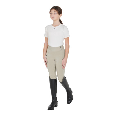 Leggings da bambina aderenti con grip e logo Equestro Leggings da bambina aderenti con grip e logo Equestro