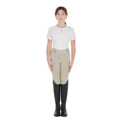 Leggings da bambina aderenti con grip e logo Equestro Tan Oxford Rosa