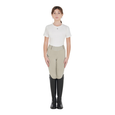 Leggings da bambina aderenti con grip e logo Equestro Leggings da bambina aderenti con grip e logo Equestro