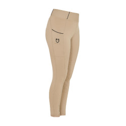 Leggings da bambina aderenti con grip e logo Equestro Incenso Beige