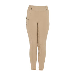 Leggings da bambina aderenti con grip e logo Equestro Incenso Beige