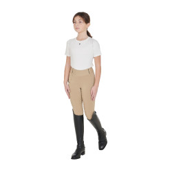 Leggings da bambina aderenti con grip e logo Equestro Incenso Beige