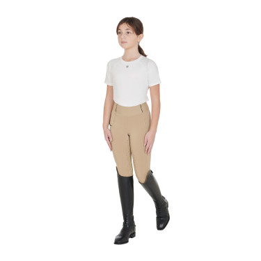 Leggings da bambina aderenti con grip e logo Equestro Leggings da bambina aderenti con grip e logo Equestro