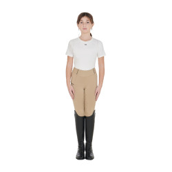 Leggings da bambina aderenti con grip e logo Equestro Incenso Beige