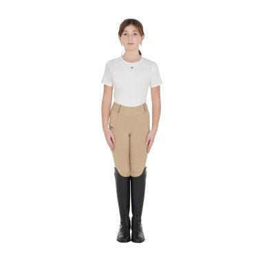 Leggings da bambina aderenti con grip e logo Equestro Leggings da bambina aderenti con grip e logo Equestro