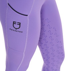 Leggings da bambina aderenti con grip e logo Equestro Dalia viola Leggings da bambina aderenti con grip e logo Equestro Dalia viola