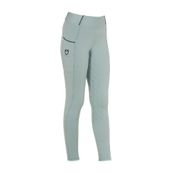Leggings da bambina aderenti con grip e logo Equestro Nebbia grigia Blu Leggings da bambina aderenti con grip e logo Equestro Nebbia grigia Blu