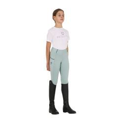 Leggings da bambina aderenti con grip e logo Equestro Nebbia grigia Blu Leggings da bambina aderenti con grip e logo Equestro Nebbia grigia Blu
