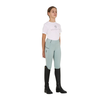 Leggings da bambina aderenti con grip e logo Equestro Leggings da bambina aderenti con grip e logo Equestro