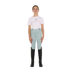Leggings da bambina aderenti con grip e logo Equestro Nebbia grigia Blu Leggings da bambina aderenti con grip e logo Equestro Nebbia grigia Blu