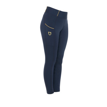 Leggings da bambina aderenti con grip e logo Equestro Leggings da bambina aderenti con grip e logo Equestro