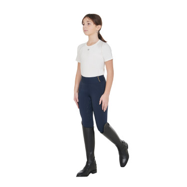 Leggings da bambina aderenti con grip e logo Equestro Leggings da bambina aderenti con grip e logo Equestro
