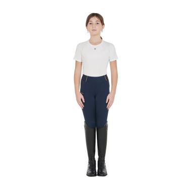 Leggings da bambina aderenti con grip e logo Equestro Leggings da bambina aderenti con grip e logo Equestro