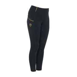 Leggings da bambina aderenti con grip e logo Equestro Nero Leggings da bambina aderenti con grip e logo Equestro Nero