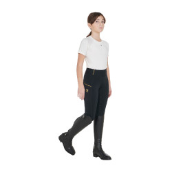 Leggings da bambina aderenti con grip e logo Equestro Nero Leggings da bambina aderenti con grip e logo Equestro Nero