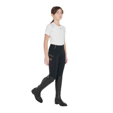 Leggings da bambina aderenti con grip e logo Equestro Leggings da bambina aderenti con grip e logo Equestro