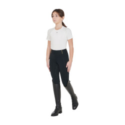 Leggings da bambina aderenti con grip e logo Equestro Nero Leggings da bambina aderenti con grip e logo Equestro Nero