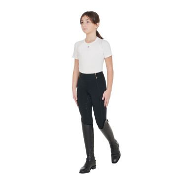 Leggings da bambina aderenti con grip e logo Equestro Leggings da bambina aderenti con grip e logo Equestro