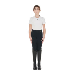Leggings da bambina aderenti con grip e logo Equestro Nero Leggings da bambina aderenti con grip e logo Equestro Nero