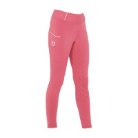 Leggings da bambina aderenti con grip e logo Equestro Fucsia Rosa