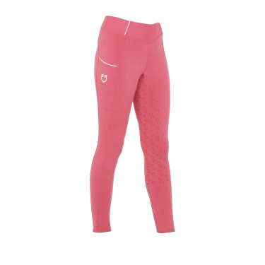 Leggings da bambina aderenti con grip e logo Equestro Leggings da bambina aderenti con grip e logo Equestro