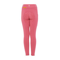Leggings da bambina aderenti con grip e logo Equestro Fucsia Rosa