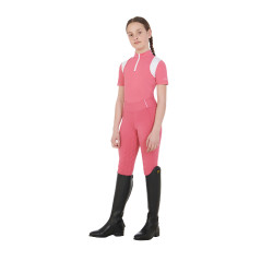 Leggings da bambina aderenti con grip e logo Equestro Fucsia Rosa Leggings da bambina aderenti con grip e logo Equestro Fucsia Rosa