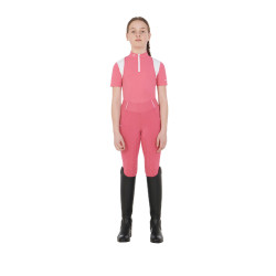 Leggings da bambina aderenti con grip e logo Equestro Fucsia Rosa Leggings da bambina aderenti con grip e logo Equestro Fucsia Rosa