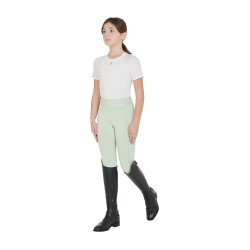 Leggings da bambina aderenti con grip e logo Equestro Verde chiaro Leggings da bambina aderenti con grip e logo Equestro Verde chiaro