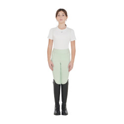 Leggings da bambina aderenti con grip e logo Equestro Verde chiaro Leggings da bambina aderenti con grip e logo Equestro Verde chiaro