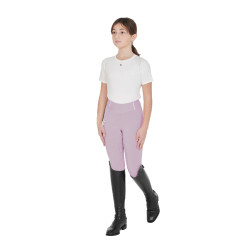 Leggings da bambina aderenti con grip e logo Equestro Lilla Blu Leggings da bambina aderenti con grip e logo Equestro Lilla Blu