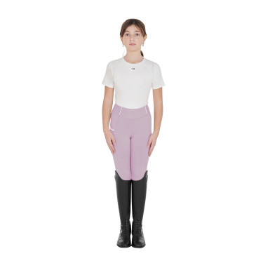 Leggings da bambina aderenti con grip e logo Equestro Leggings da bambina aderenti con grip e logo Equestro