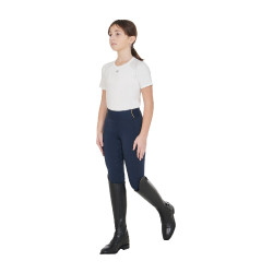 Leggings da bambina aderenti con grip e logo Equestro Marina Blu marino Leggings da bambina aderenti con grip e logo Equestro Marina Blu marino