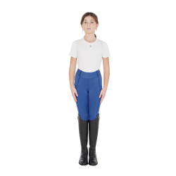 Leggings da bambina aderenti con grip e logo Equestro Blu reale Leggings da bambina aderenti con grip e logo Equestro Blu reale