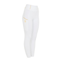 Leggings da bambina aderenti con grip e logo Equestro Bianco Leggings da bambina aderenti con grip e logo Equestro Bianco
