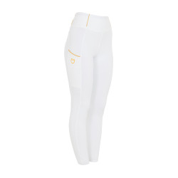 Leggings da bambina aderenti con grip e logo Equestro Bianco Leggings da bambina aderenti con grip e logo Equestro Bianco