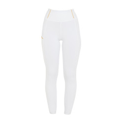 Leggings da bambina aderenti con grip e logo Equestro Bianco Leggings da bambina aderenti con grip e logo Equestro Bianco