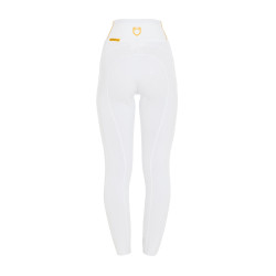 Leggings da bambina aderenti con grip e logo Equestro Bianco Leggings da bambina aderenti con grip e logo Equestro Bianco