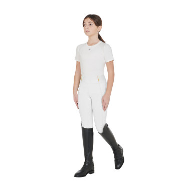 Leggings da bambina aderenti con grip e logo Equestro Leggings da bambina aderenti con grip e logo Equestro