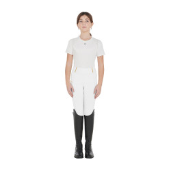 Leggings da bambina aderenti con grip e logo Equestro Bianco Leggings da bambina aderenti con grip e logo Equestro Bianco