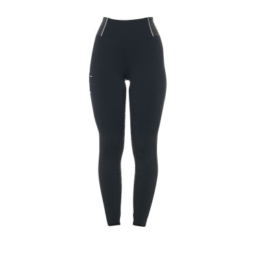 Leggings aderenti da donna con strass Equestro Nero