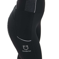 Leggings aderenti da donna con strass Equestro Nero