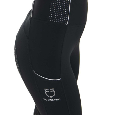 Leggings aderenti da donna con strass Equestro Nero