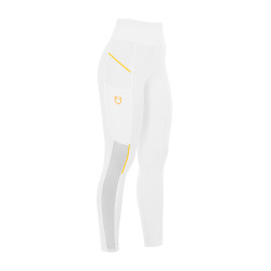 Leggings aderenti da donna con inserti in micro-mesh Equestro Bianco