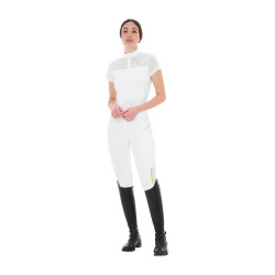 Leggings aderenti da donna con inserti in micro-mesh Equestro Bianco