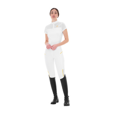 Leggings aderenti da donna con inserti in micro-mesh Equestro Bianco