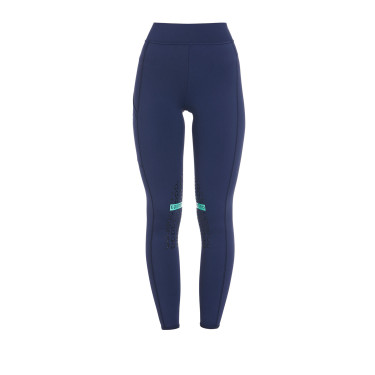 Leggings aderenti in tessuto tecnico elasticizzato da donna Kao Light Equestro Marino / smeraldo Blu